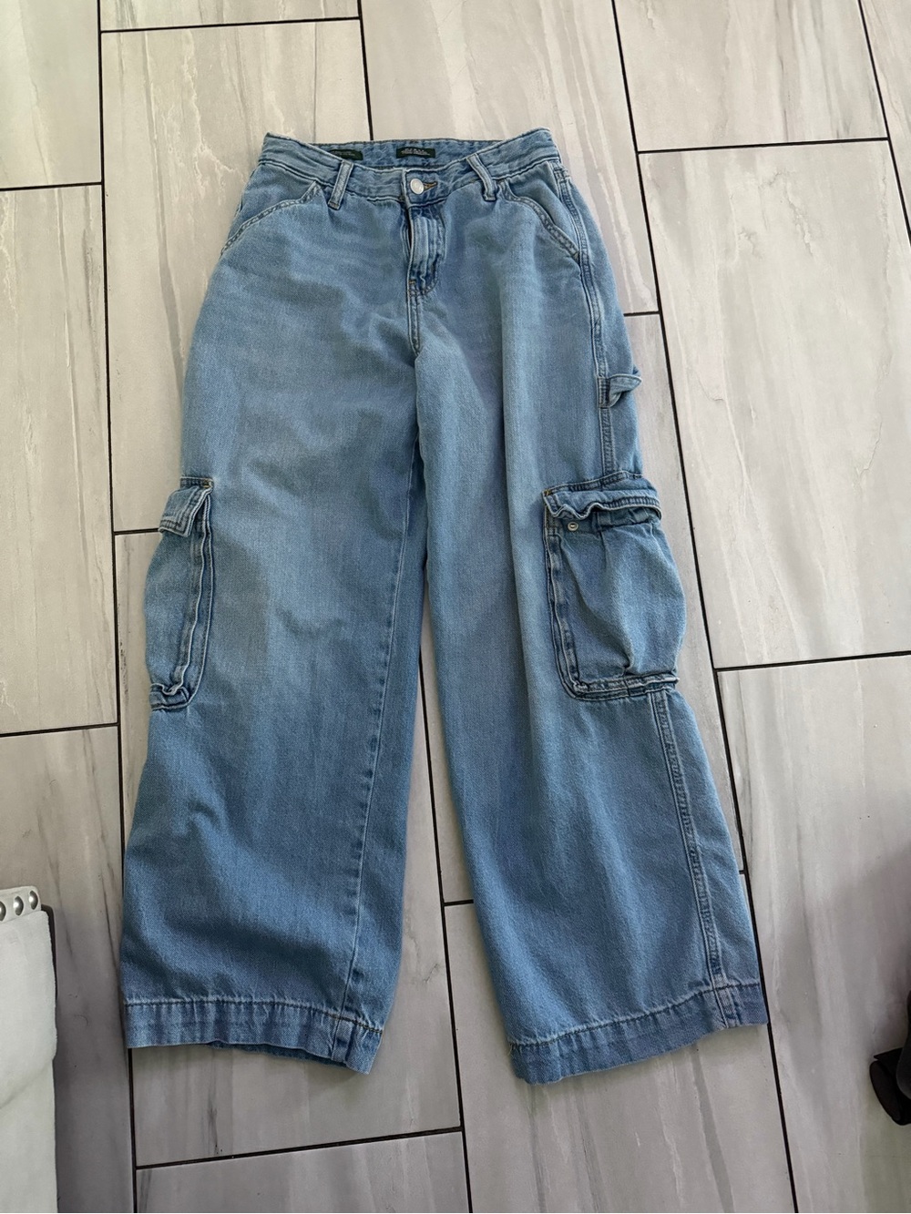 wild fable Light Blue Wide-Leg Cargo Jeans